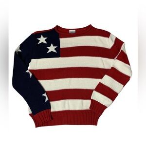 Vintage Newport News Collection USA Patriotic Flag Knit Sweater SZ M